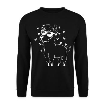 Llama Hearts Alpaca - Animal Llama Farmer Alpaca - Unisex Sweatshirt - black - Front - Alina (178cm) & Michal (187cm)