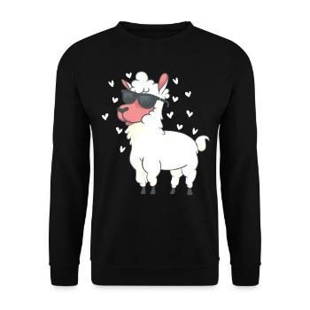 Cœurs de lama Alpaga - Alpaga Animal Llama Farmer - Sweat-shirt Unisexe - noir - Devant - Alina (178cm) & Michal (187cm)