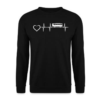 School Bus Driver Heartbeat Heart - Schoolbus Driv - Unisex Pullover - Schwarz - Vorne - Alina (178cm) & Michal (187cm)