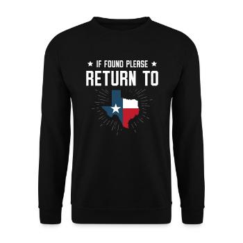 Si vous trouvez, veuillez retourner au Texas USA - Sweat-shirt Unisexe - noir - Devant - Alina (178cm) & Michal (187cm)