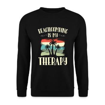 Beachcombing Ist Meine Therapie Beachcomber Sea - Unisex Pullover - Schwarz - Vorne - Alina (178cm) & Michal (187cm)