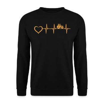 Farmer Heartbeat Farm Farming Tractor Heartbeat - Unisex Sweatshirt - black - Front - Alina (178cm) & Michal (187cm)