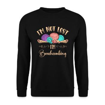 Ich Bin Nicht Verloren, Ich Bin Strandläufer Und - Unisex Pullover - Schwarz - Vorne - Alina (178cm) & Michal (187cm)
