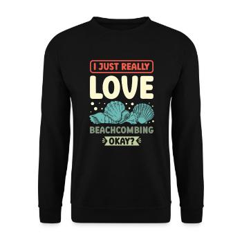 Ich Liebe Beachcombing Beachcomber - Unisex Pullover - Schwarz - Vorne - Alina (178cm) & Michal (187cm)