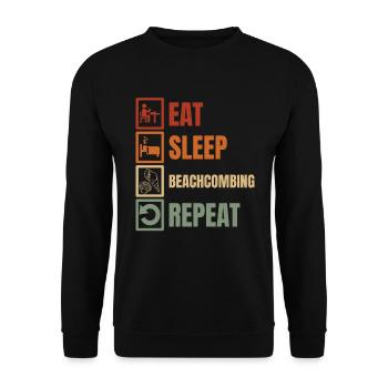 Eat Sleep Beachcombing Wiederholen Sie Das Schälen - Unisex Pullover - Schwarz - Vorne - Alina (178cm) & Michal (187cm)
