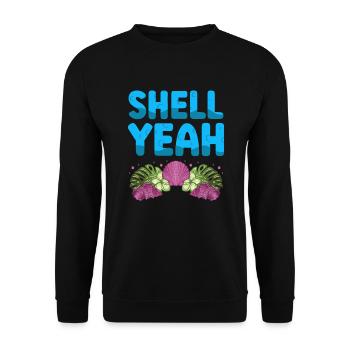 Shell Yeah Shelling Sea Glass Beachcombing - Unisex Pullover - Schwarz - Vorne - Alina (178cm) & Michal (187cm)