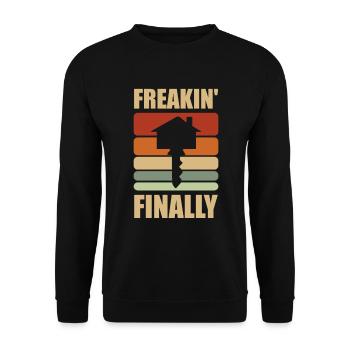 Freakin' Endlich Hauseigentümer Einweihungsparty - Unisex Pullover - Schwarz - Vorne - Alina (178cm) & Michal (187cm)