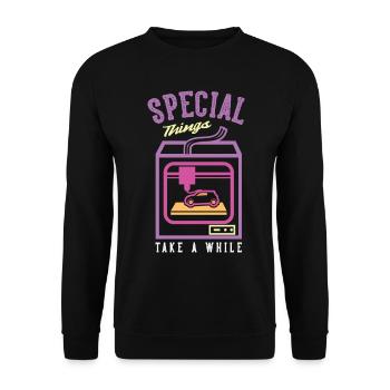 Special Things Need A While Nozzle 3D Printing - Unisex Sweatshirt - black - Front - Alina (178cm) & Michal (187cm)