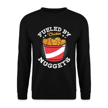 Powered by Chicken Nuggets Snack Nuggies - Unisex Sweatshirt - black - Front - Alina (178cm) & Michal (187cm)