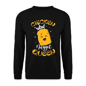 Nugget de poulet Queen Snack frit Tendies Nuggies - Sweat-shirt Unisexe - noir - Devant - Alina (178cm) & Michal (187cm)