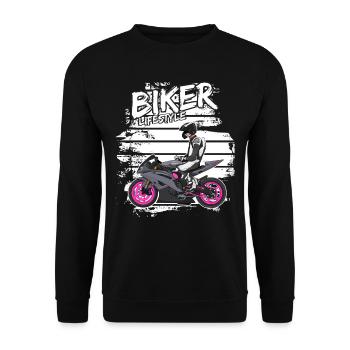 Motorcycle Lifestyle / Motorrad / Motorräder biker - Unisex Pullover - Schwarz - Vorne - Alina (178cm) & Michal (187cm)