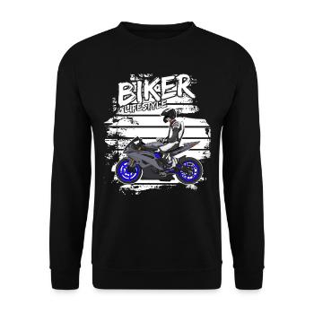 Motorcycle Lifestyle / Motorcycle / Motorcycle biker - Unisex Sweatshirt - black - Front - Alina (178cm) & Michal (187cm)
