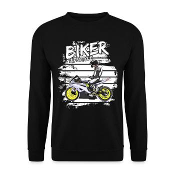 Motorcycle Lifestyle / Motorcycle / Motorcycle biker - Unisex Sweatshirt - black - Front - Alina (178cm) & Michal (187cm)
