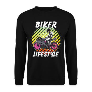 Motorcycle Lifestyle / Motorcycle / Motorcycle biker - Unisex Sweatshirt - black - Front - Alina (178cm) & Michal (187cm)