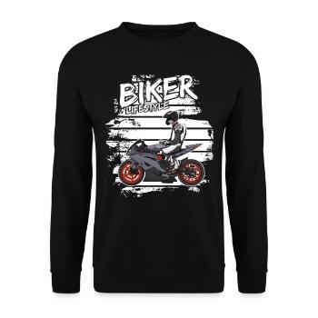 Motorcycle Lifestyle / Motorcycle / Motorcycles biker - Unisex Sweatshirt - black - Front - Alina (178cm) & Michal (187cm)