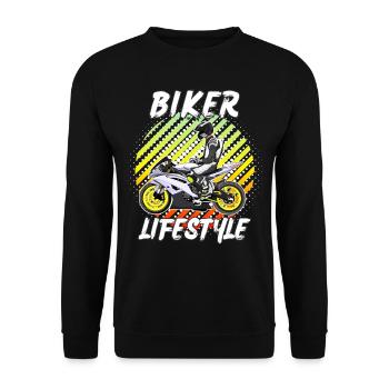 Motorcycle Lifestyle / Motorcycle / Motorcycle biker - Unisex Sweatshirt - black - Front - Alina (178cm) & Michal (187cm)