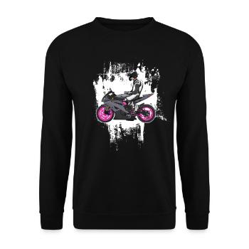 Moto Lifestyle / Moto / Motos motard - Sweat-shirt Unisexe - noir - Devant - Alina (178cm) & Michal (187cm)