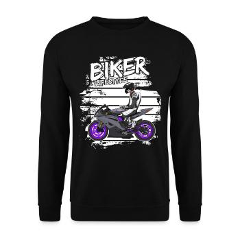 Motorcycle Lifestyle / Motorcycle / Motorcycle biker - Unisex Sweatshirt - black - Front - Alina (178cm) & Michal (187cm)
