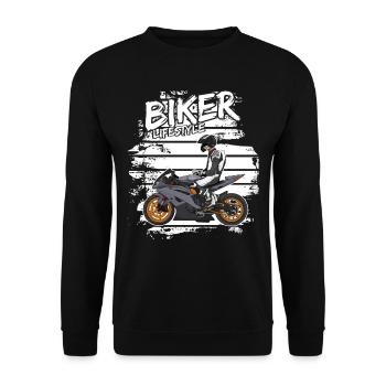 Motorcycle Lifestyle / Motorcycle / Motorcycles biker - Unisex Sweatshirt - black - Front - Alina (178cm) & Michal (187cm)