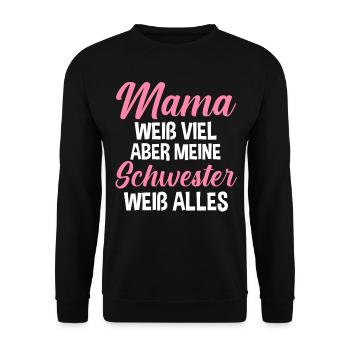 Geschwister Familie Schwestern Schwester - Unisex Pullover - Schwarz - Vorne - Alina (178cm) & Michal (187cm)