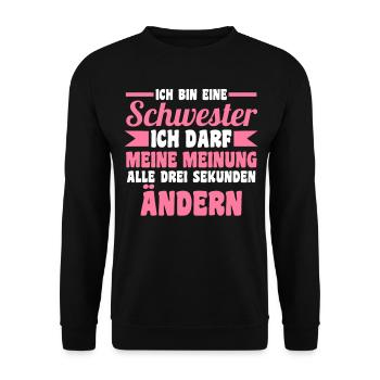 Geschwister Familie Schwestern Schwester - Unisex Pullover - Schwarz - Vorne - Alina (178cm) & Michal (187cm)
