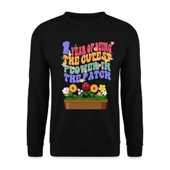 1 an la fleur la plus douce du jardinier - Sweat-shirt Unisexe - noir - Devant - Alina (178cm) & Michal (187cm)