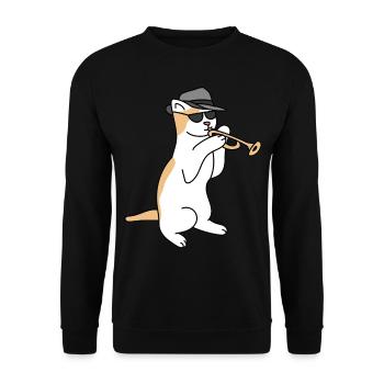 Trompettiste Cat Jazz - Sweat-shirt Unisexe - noir - Devant - Alina (178cm) & Michal (187cm)
