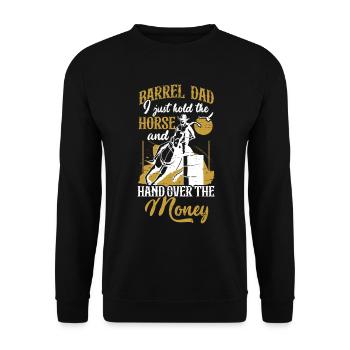 Barrel Racing Rodeo Reitpferd Barrel Racer - Unisex Pullover - Schwarz - Vorne - Alina (178cm) & Michal (187cm)