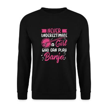 Girl, The Banjo musician guitar bluegrass - Unisex Sweatshirt - black - Front - Alina (178cm) & Michal (187cm)