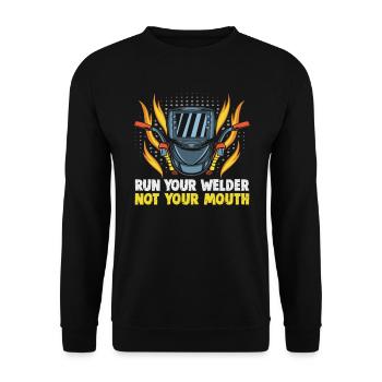 Welder slogan design for metal workers - Unisex Sweatshirt - black - Front - Alina (178cm) & Michal (187cm)