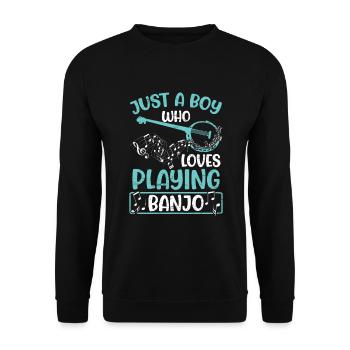 Garçon qui aime jouer du banjo Musicien Guitare - Sweat-shirt Unisexe - noir - Devant - Alina (178cm) & Michal (187cm)