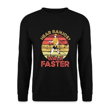 Écoutez Banjos Faster Walking Musician Guitar - Sweat-shirt Unisexe - noir - Devant - Alina (178cm) & Michal (187cm)