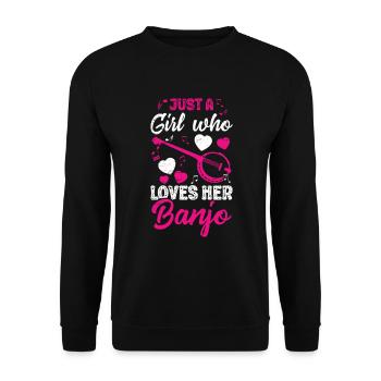 Fille qui aime jouer de la guitare de musicien de banjo - Sweat-shirt Unisexe - noir - Devant - Alina (178cm) & Michal (187cm)