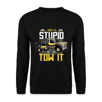 Beruf - truck I can't fix stupid but I can tow it - Unisex Pullover - Schwarz - Vorne - Alina (178cm) & Michal (187cm)
