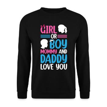 Baby Shower Baby Gender Girl Or Boy Mommy And Dadd - Unisex Sweatshirt - black - Front - Alina (178cm) & Michal (187cm)