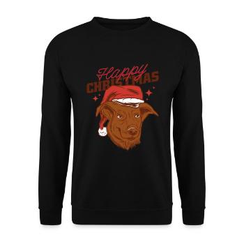 Weihnachten - santa dog happy christmas - Unisex Pullover - Schwarz - Vorne - Alina (178cm) & Michal (187cm)