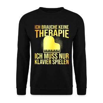 Klavier Therapie Spruch - Unisex Pullover - Schwarz - Vorne - Alina (178cm) & Michal (187cm)
