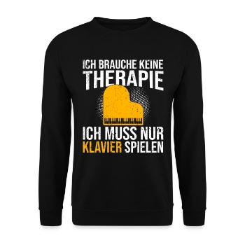 Klavier Therapie Spruch - Unisex Pullover - Schwarz - Vorne - Alina (178cm) & Michal (187cm)