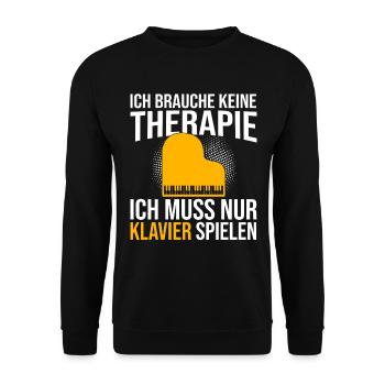Klavier Therapie Spruch - Unisex Pullover - Schwarz - Vorne - Alina (178cm) & Michal (187cm)