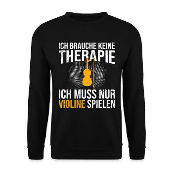 Violine Therapie Spruch - Unisex Pullover - Schwarz - Vorne - Alina (178cm) & Michal (187cm)