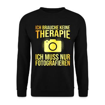 Fotografie Therapie Spruch - Unisex Pullover - Schwarz - Vorne - Alina (178cm) & Michal (187cm)