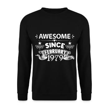 February 1979 | Awesome since February 1979 - Unisex Sweatshirt - black - Front - Alina (178cm) & Michal (187cm)