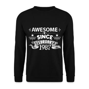 February 1987 | Awesome since February 1987 - Unisex Sweatshirt - black - Front - Alina (178cm) & Michal (187cm)