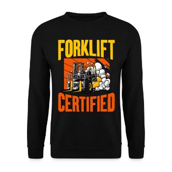 Forklift certified - Unisex Sweatshirt - black - Front - Alina (178cm) & Michal (187cm)