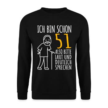 51 Geburtstag Mann Geschenk Lustig 51er 51 Jahre - Unisex Pullover - Schwarz - Vorne - Alina (178cm) & Michal (187cm)