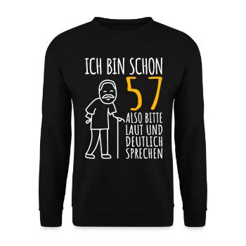 57 Geburtstag Mann Geschenk Lustig 57er 57 Jahre - Unisex Pullover - Schwarz - Vorne - Alina (178cm) & Michal (187cm)