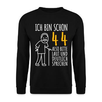 44 Geburtstag Mann Geschenk Lustig 44er 44 Jahre - Unisex Pullover - Schwarz - Vorne - Alina (178cm) & Michal (187cm)