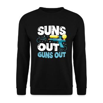 Suns Out Guns Out Wasserpistole Spritzpistole - Unisex Pullover - Schwarz - Vorne - Alina (178cm) & Michal (187cm)