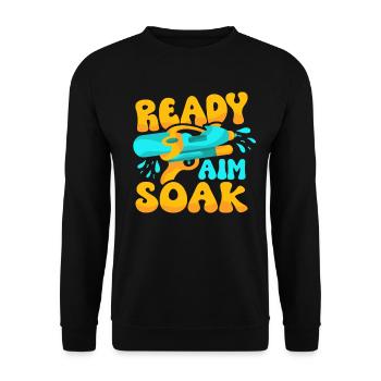 Ready Aim Soak Wasserpistole Squirter - Unisex Pullover - Schwarz - Vorne - Alina (178cm) & Michal (187cm)
