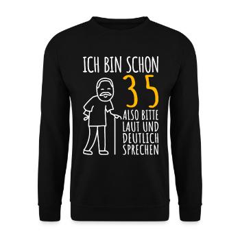 35 Geburtstag Mann Geschenk Lustig 35er 35 Jahre - Unisex Pullover - Schwarz - Vorne - Alina (178cm) & Michal (187cm)